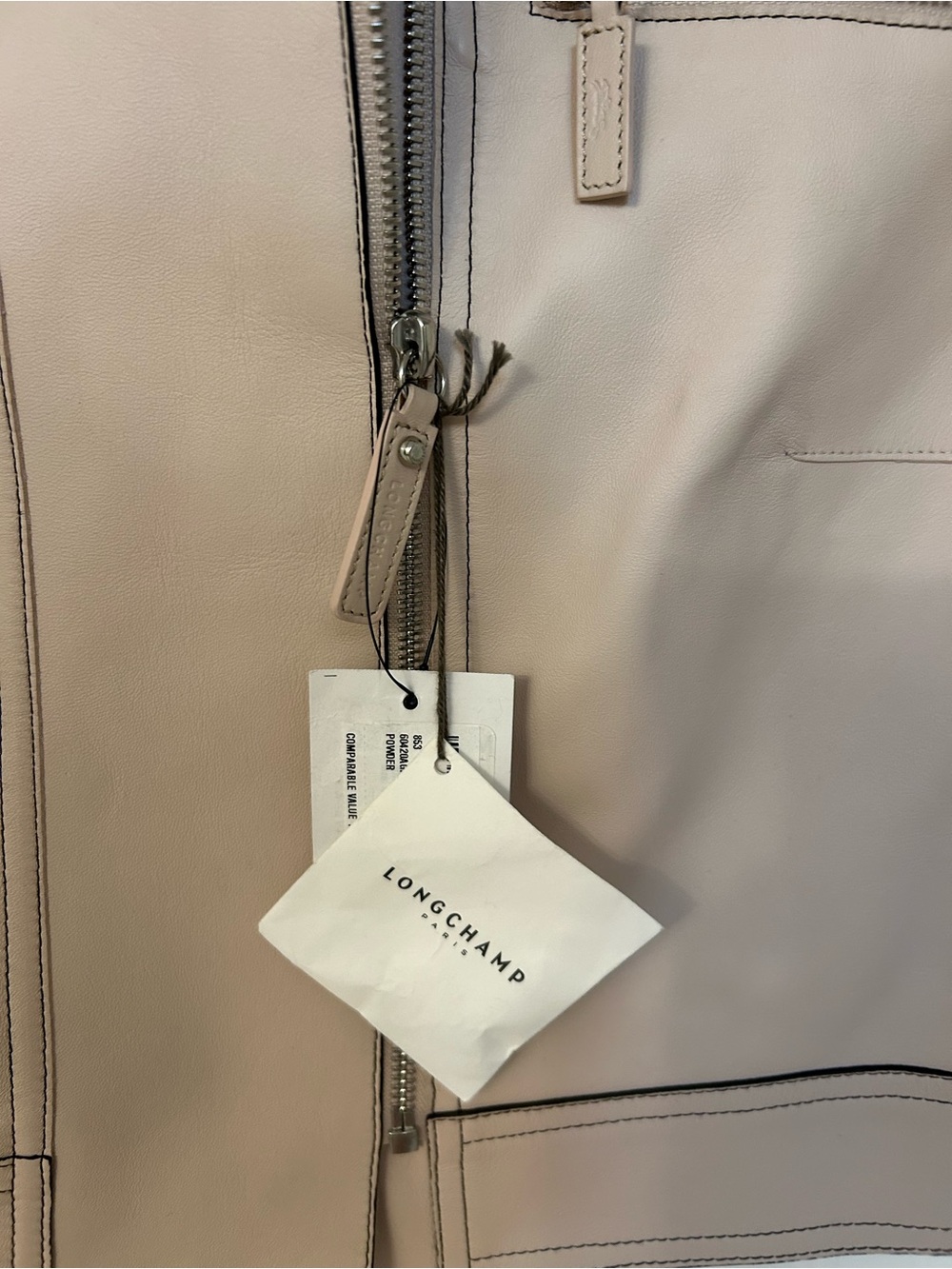 Longchamp Leather Cap Sleeve Crop Jacket in Color Power Size 8 - Picture 5 of 8